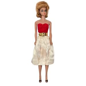 Vintage Barbie Silken Flame #977 1965 Dress Gold Belt Black Heels Mattel Tagged